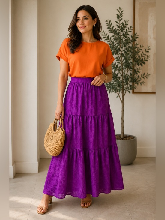 Zara Dresses & Skirts - Zara Vibrant Purple Tiered Maxi Skirt